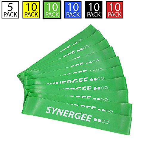 Product Cover Synergee 10 Pack Mini Band Resistance Loop Exercise Bands Green Medium Resistance