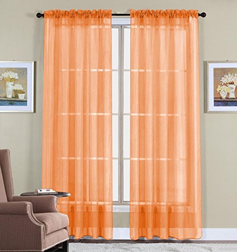 Product Cover WPM  60 x 63-Inches Sheer Window Elegance Curtains/drape/panels/treatment, Orange