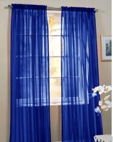 Product Cover WPM  60 x 63-Inches Sheer Window Elegance Curtains/drape/panels/treatment, Royal Blue