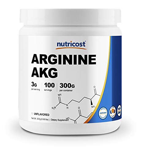 Product Cover Nutricost Arginine AKG Powder 300 Grams (AAKG) - 3G Per Serving & 100 Servings - Pure Arginine Alpha Ketoglutarate