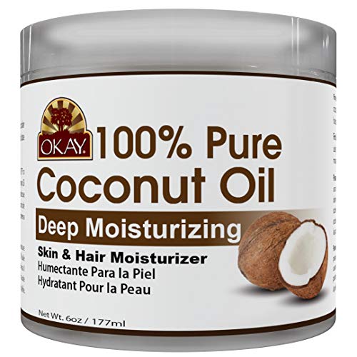 Product Cover OKAY | 100% Pure Coconut Oil | For All Hair Textures & Skin Types | Moisturize - Massage - Condition | Excellent Source of Vitamin E | All Natural | 6 Oz