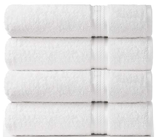 Product Cover BATH 4PK , White : Cotton Craft Ultra Soft 4 Pack Oversized Extra Large Bath Towels 30x54 White weighs 22 Ounces - 100% Pure Ringspun Cotton - Luxurious Rayon trim - Ideal for everyday use - Easy care machine wash