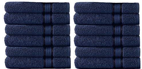 Product Cover COTTON CRAFT - 12 Pack - Ultra Soft Extra Large Wash Cloths 12x12 Night Sky - 100% Pure Ringspun Cotton - Luxurious Rayon Trim - Ideal for Daily Use - Each Towel Weighs 2 Ounces