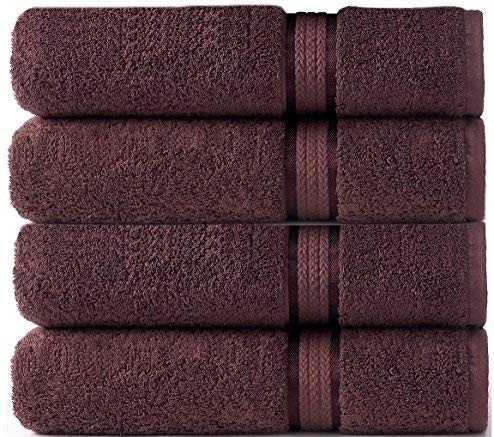 Product Cover COTTON CRAFT - 4 Pack - Ultra Soft Oversized Extra Large Bath Towels 30x54 Chocolate- 100% Pure Ringspun Cotton - Luxurious Rayon Trim - Ideal for Daily Use - Each Towel Weighs 22 Ounces