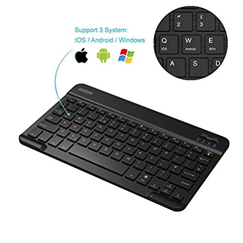 Product Cover Arteck Universal Backlit 7-Colors Ultra Light & Slim Portable Wireless Bluetooth 3.0 Keyboard for iOS iPad Air, Pro, Mini, Android, Windows Tablets PC Smartphone Built in Rechargeable 6-Month Battery
