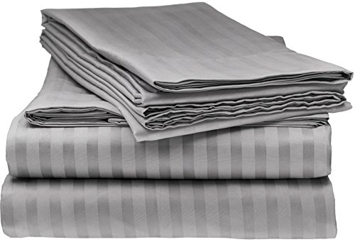 Product Cover Bella kline Bedding 1800 Series 4 pc Bed Sheet Set with Pillowcases Hypoallergenic, 1 Soft Silky Luxurious Feel, Fitted and Flat Sheets Lifetime - Queen Size, Silver Grey