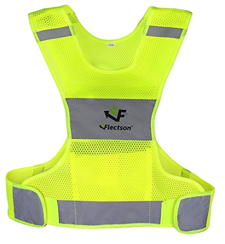 Product Cover Reflective Vest for Running or Cycling (Women and Men, with Pocket, Gear for Jogging, Biking, Motorcycle, Walking)(Medium)