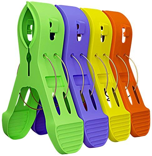 Product Cover Attmu 12 Pack Beach Towel Clips Chair Clips Towel Holder in Fun Bright Colors - Stop The Towels from Blowing Away