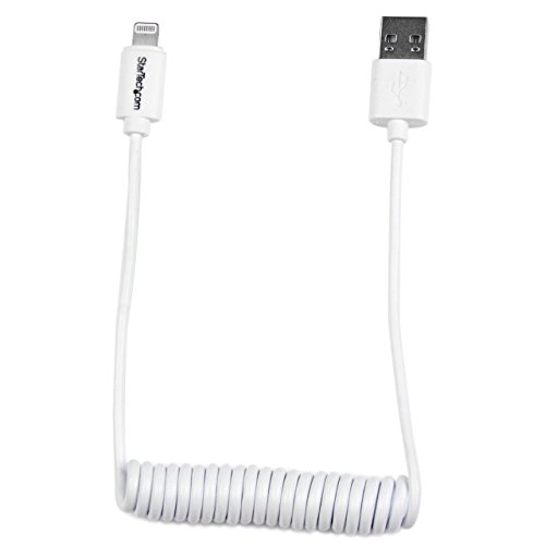 Product Cover StarTech.com Lightning to USB Cable - Coiled Lightning Cable - 0.6m (2ft) - White - Apple MFi Certified (USBCLT60CMW)