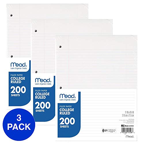 Product Cover Mead Loose Leaf Paper, Filler Paper, College Ruled, 200 Sheets, 11