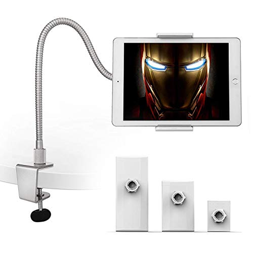 Product Cover AboveTEK Heavy Duty Aluminum Gooseneck iPad Holder, Cell Phone Desk Mount Tablet Holder iPad Stand for Office Kitchen Bed, Fits 3.5