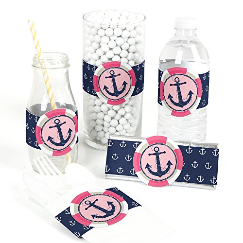 Product Cover Ahoy - Nautical Girl - DIY Party Supplies - Baby Shower or Birthday Party DIY Wrapper Favors & Decorations - Set of 15