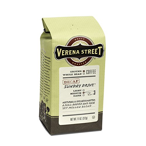Product Cover Verena Street 11 Ounce Ground, Swiss Water Process Decaf Coffee, Sunday Drive Decaffeinated, Medium Roast Rainforest Alliance Certified Arabica Coffee