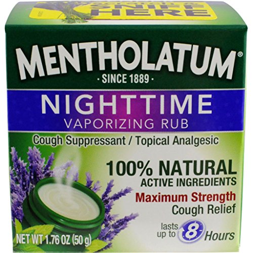 Product Cover Mentholatum Nighttime Vaporizing Rub with Soothing Lavender Essence, 1.76 oz. (50 g) - 100% Natural Active Ingredients for Maximum Strength Cough Relief