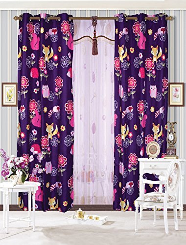 Product Cover Mk Collection 2 Panel Curtain with Grommet Teens/girls Owl Fox Animals Purple New