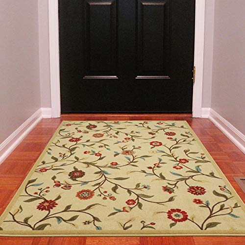 Product Cover Ottomanson Ottohome Collection Contemporary Leaves Design Modern Hallway Runner Rug, 2'7