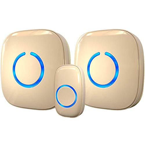 Product Cover Wireless Doorbell by SadoTech - Waterproof Door Bells & Chimes Wireless Kit - Over 1000-Foot Range, 52 Door Bell Chime, 4 Volume Levels with LED Flash - Wireless Doorbells for Home - Model CXR (Beige)