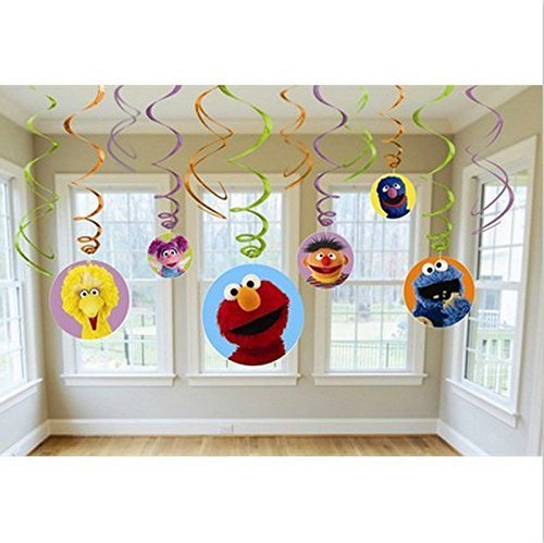 Product Cover Sesame Street Elmo Dangling Swirl Decorations Birthday Party Supplies Favor Pack by Disney