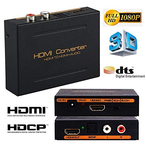 Product Cover Microware HDMI Audio Extractor Splitter HDMI to HDMI + SPDIF RCA Stereo L/R Audio Output Digital to Analog Audio De-embedder Sound Converter (HDMI in to HDMI With Audio Out)