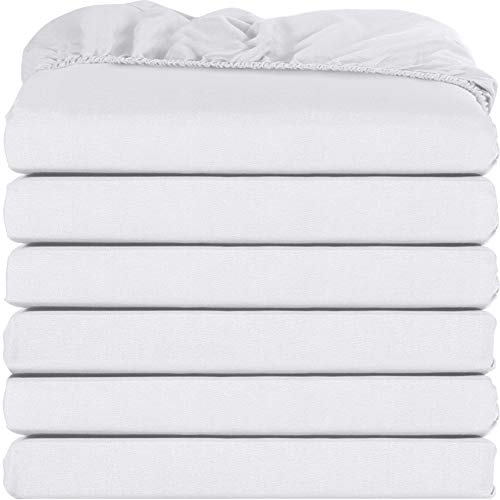 Product Cover Utopia Bedding Fitted Sheets - Pack of 6 Bottom Sheets - Soft Brushed Microfiber - Deep Pockets, Wrinkle, Shrinkage & Fade Resistant - Easy Care (Queen, White)