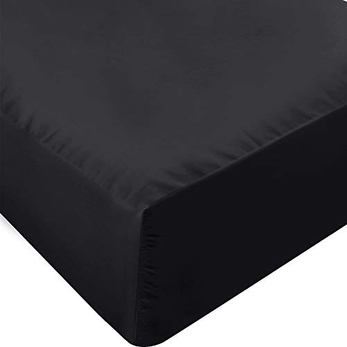 Product Cover Utopia Bedding Fitted Sheet - Soft Brushed Microfiber - Fade Resistant - Hotel Quality (Black, Queen)