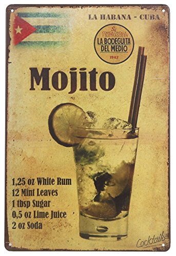 Product Cover ERLOOD La Habana Cuba Mojito Drink Tin Sign Wall Retro Metal Bar Pub Poster Metal 12 X 8