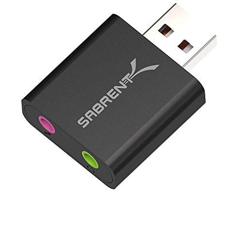 Product Cover Sabrent Aluminum USB External Stereo Sound Adapter for Windows and Mac. Plug and Play No Drivers Needed [Black] (AU-EMCB)
