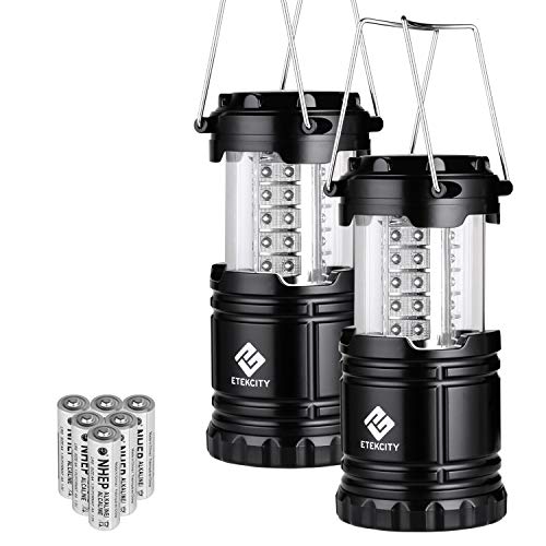 Product Cover Etekcity 2 Pack Portable Outdoor LED Camping Lantern with 6 AA Batteries (Black, Collapsible)