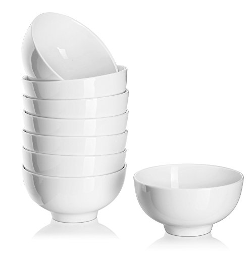 Product Cover DOWAN 8 Packs 10 Ounce Porcelain Small Bowl Set for Ice Cream, Dessert, Small Side Dishes, Salad, Fruit, Dip, White