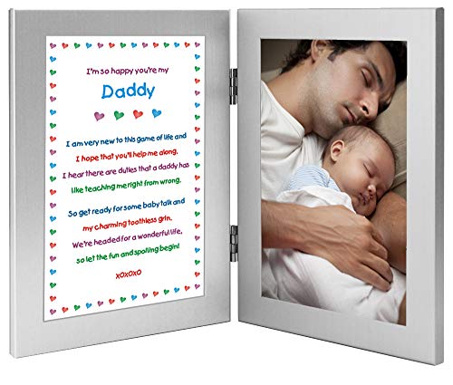 Product Cover Daddy Gift From Newborn - New Dad Sweet Poem in Double Frame - Add Photo