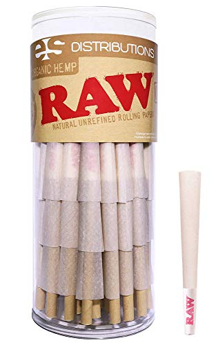Product Cover RAW Cones Organic 1 1/4 Size | 75 Pack | Pure Hemp Pre Rolled Rolling Paper with Tips Included