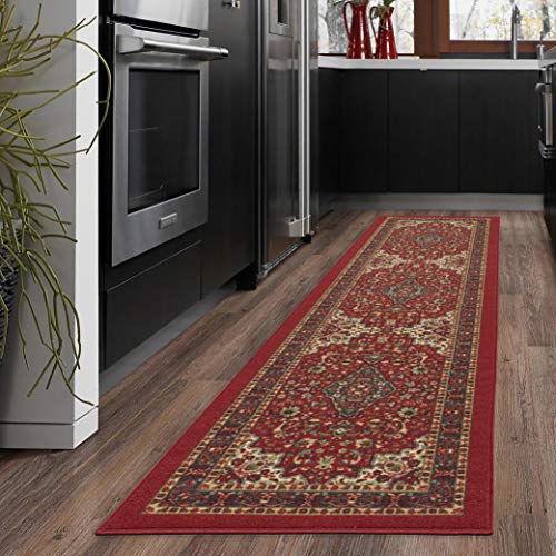 Product Cover Ottohome Collection Persian Heriz Oriental Design Red Runner Rug (20