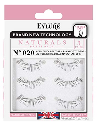 Product Cover Eylure Naturals False Eyelashes Multipack, Style No. 020, Reusable, Adhesive Included, 3 Pair