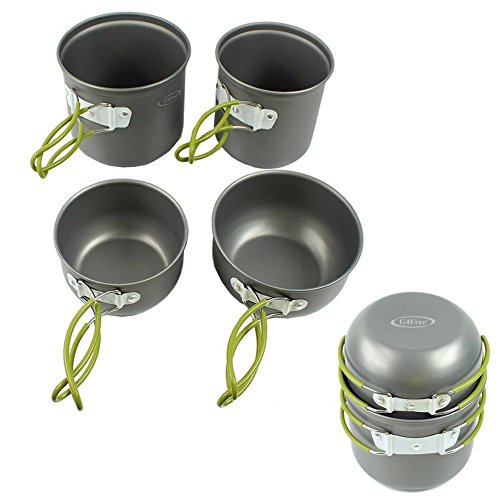 Product Cover G4Free Camping Cookware Mess Kit 4/13 Piece Hiking Backpacking Picnic Cooking Bowl Non Stick Pot Pan Knife Spoon Set