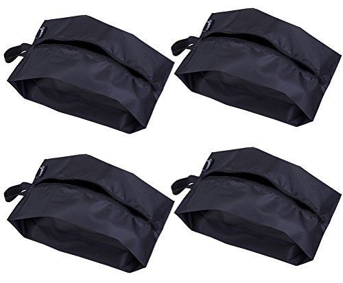Product Cover MISSLO Portable Nylon Travel Shoe Bags with Zipper Closure (Pack 4, Black)