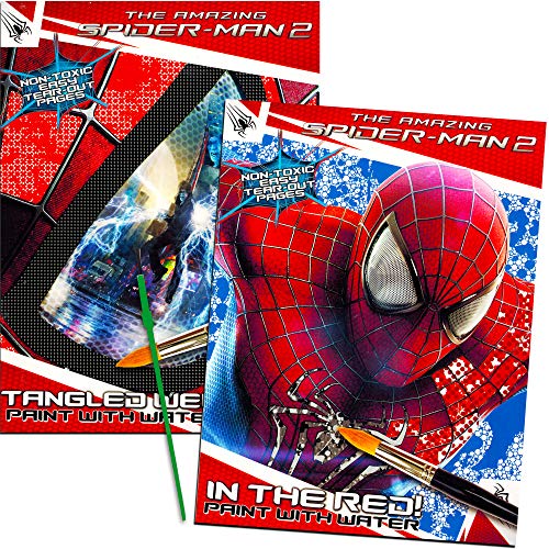 Product Cover Marvel Spiderman Paint With Water Books with Paint Brush (2 Books, 1 Green-Tip Paint Brush)