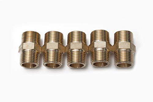 Product Cover LTWFITTING Brass Pipe Hex Nipple Fitting 1/2 x 1/2 Inch Male Pipe NPT MNPT MPT Air Fuel Water(Pack of 5)
