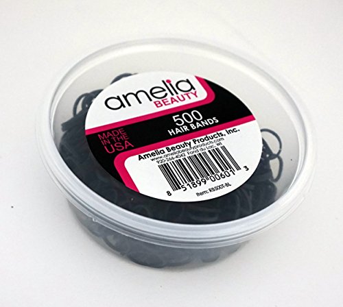 Product Cover 500 Count Rubber Bands in Re-closable Container for Ponytails and Braids (Black)
