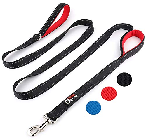 Product Cover Primal Pet Gear Dog Leash 8ft Long - Black - Traffic Padded Two Handle - Heavy Duty - Double Handles Lead for Control Safety Training - Leashes for Large Dogs or Medium Dogs - Dual Handles Leads