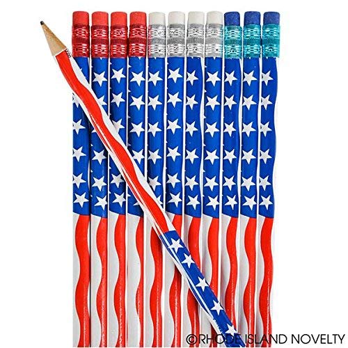 Product Cover 48 USA Patriotic PENCILS (4 Dozen) Stars & Stripes Design - 4th of July PARADES or PARTY FAVORS - US FLAG