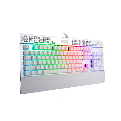 Product Cover Redragon K550 Mechanical Gaming Keyboard, RGB LED Backlit with Brown Switches, Macro Recording, Wrist Rest, Volume Control, Full Size, Yama, USB Passthrough for Windows PC Gamer (White)