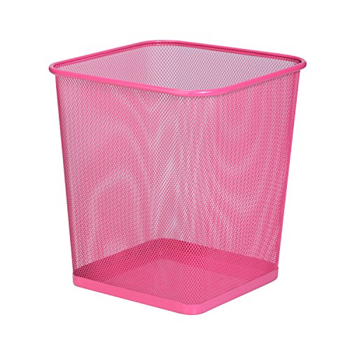 Product Cover Honey-Can-Do TRS-05085 Square Mesh Trash Basket, 10.5 x 10.5 x 11.7, Pink