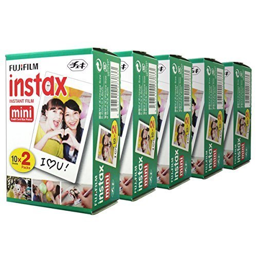 Product Cover Fujifilm Instax Mini 100 Film for Fuji 7s 8 25 50s 90 300 Instant Camera, Share SP-1 White,Pack of 5
