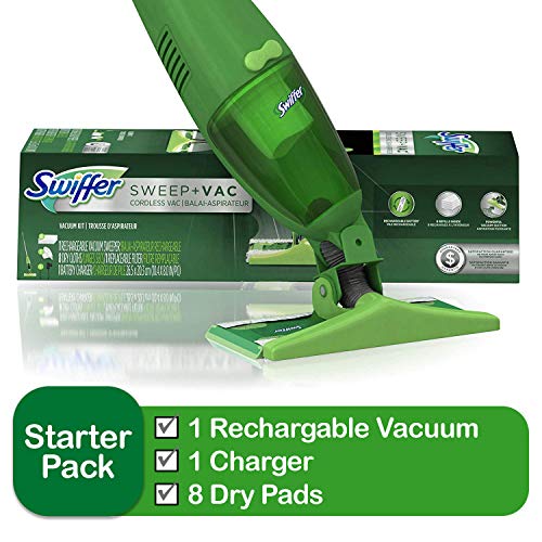 Product Cover Swiffer Sweep and Vac Vacuum Cleaner for Floor Cleaning, Includes: 1 Rechargable Vacuum, 8 Dry Pads, 1 Charger