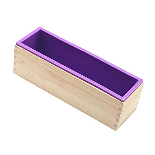 Product Cover B&S FEEL Flexible Rectangular Soap Silicone Mold with Wood Box for Homemade 42oz Soap Produce