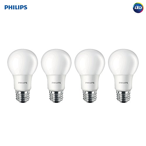 Product Cover Philips LED Non-Dimmable A19 Frosted Light Bulb: 1500-Lumen, 5000-Kelvin, 14-Watt (100-Watt Equivalent), E26 Medium Screw Base, Daylight, 4-Pack, 455717