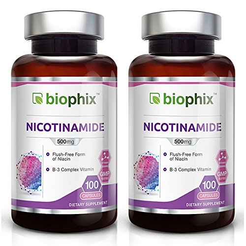 Product Cover *Flash Sale* B3 Nicotinamide 500 mg 100 Caps 2 Pack - Natural Flush-Free Vitamin Formula | Gluten-Free Nicotinic Amide Niacin | Supports Skin Health | Healthy Cell Repair Support