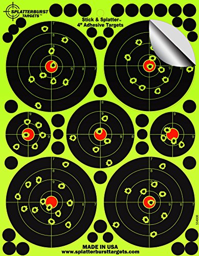 Product Cover Splatterburst Targets - 4 inch Adhesive Stick & Splatter Reactive Shooting Targets - Gun - Rifle - Pistol - Airsoft - BB Gun - Pellet Gun - Air Rifle (25 Pack)