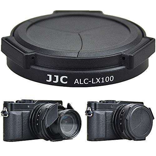 Product Cover JJC Auto Open and Close Lens Cap Protector for Panasonic Lumix LX100 II (DC-LX100M2) DMC-LX100 Leica D-LUX (Typ 109), Replaces Panasonic DMW-LFAC1K Automatic Lens Cap, Fits Filter Thickness Below 8mm