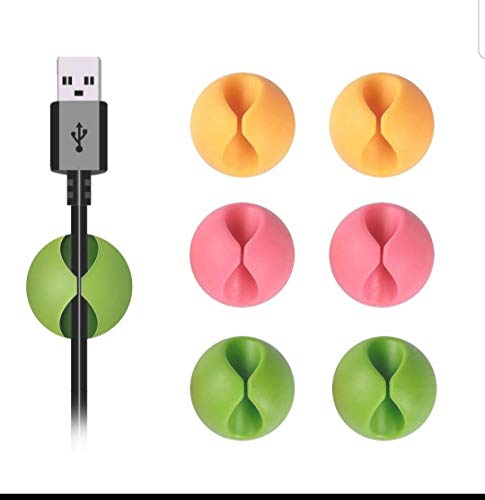 Product Cover Shintop Cable Clips, Desk Cable Drop, Desk Wire Clips for All Your Computer, Electrical, Charging or Mouse Cord (Colorful ,6pcs)
